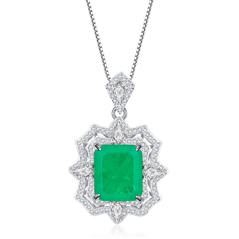 Jewelry Retro Simulation Emerald Pendant Ring With Diamond Print Set Main Stone