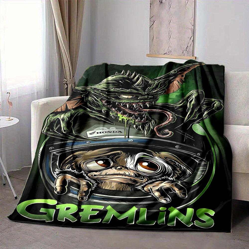 1pc Gremlins Blanket Lightweight Flannel Throw For Sofa, Bed, Travel, Camping, Livingroom, Office, Couch, Chair, And Bed