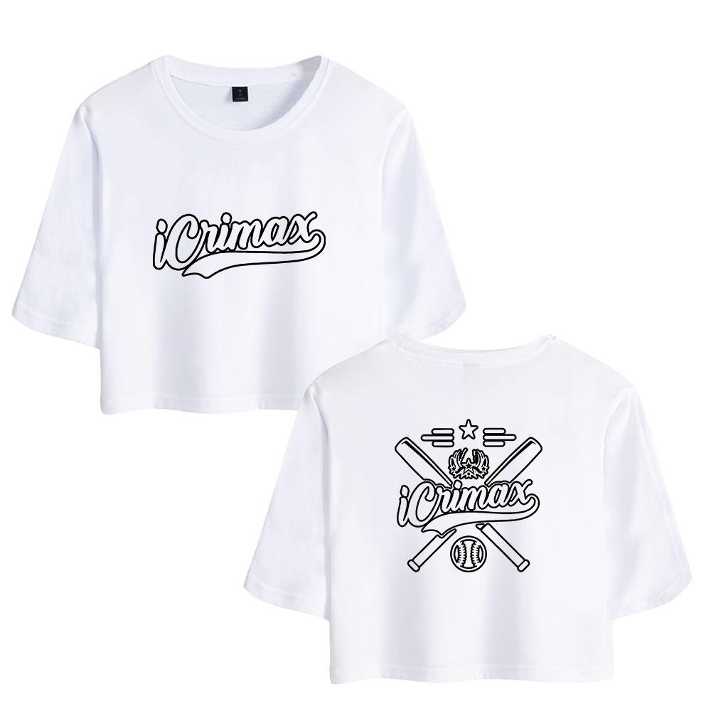 Summer Fashion Women's Sexy Icrimax Letter Print Short Sleeve Crop Top Funny Tee Shirts Hipster O-neck Cool Tops
