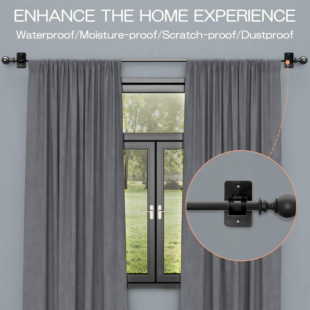 CIEMGNZOC 6-Pack Curtain Bracket Holders, Universal Self-Adhesive Wall Mounts, Fits 0.6'' to 1.5'' Rods, Black