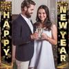 Labeol Happy New Year Banner, 72 x 12 Inch Large Front Door Porch Sign Hanging Banner Decorations New Years Eve Party Supplies 2025, Happy 2025
