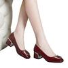 Autumn High Heels New Middle Heel Soft Sole Small Leather Shoes Thick Heel Single Shoes