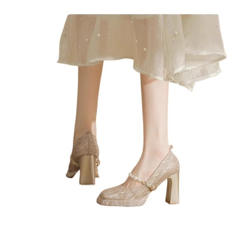 Fashion French Sexy High Heels Women 2025 Summer New Fashion One-Word Buckle Platform High Heels Wedding Banquet Temperament Women Shoes