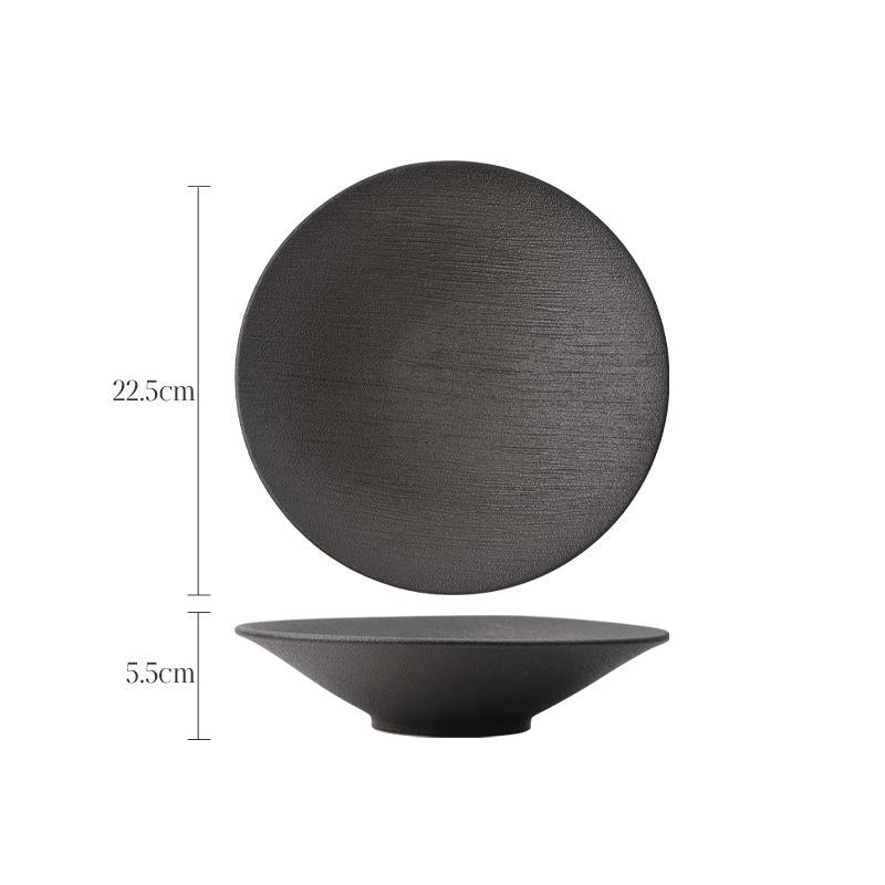 Retro Black Japanese Ceramic Ramen and Pasta Bowl for Restaurant or Hotel Use