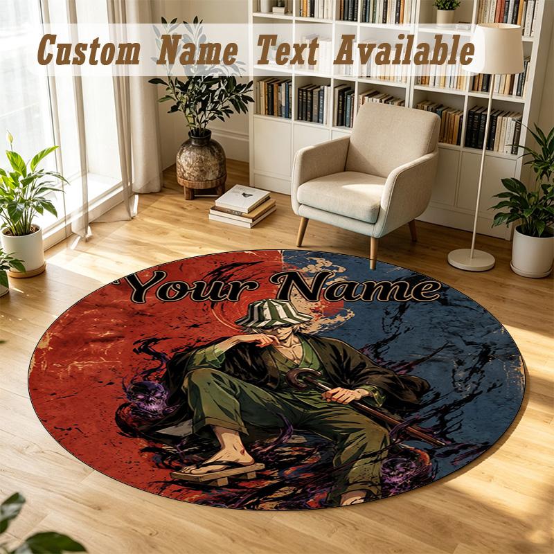 Bleach Anime Personalized Round Rug Support Custom Name, Soft Home Decor Mat