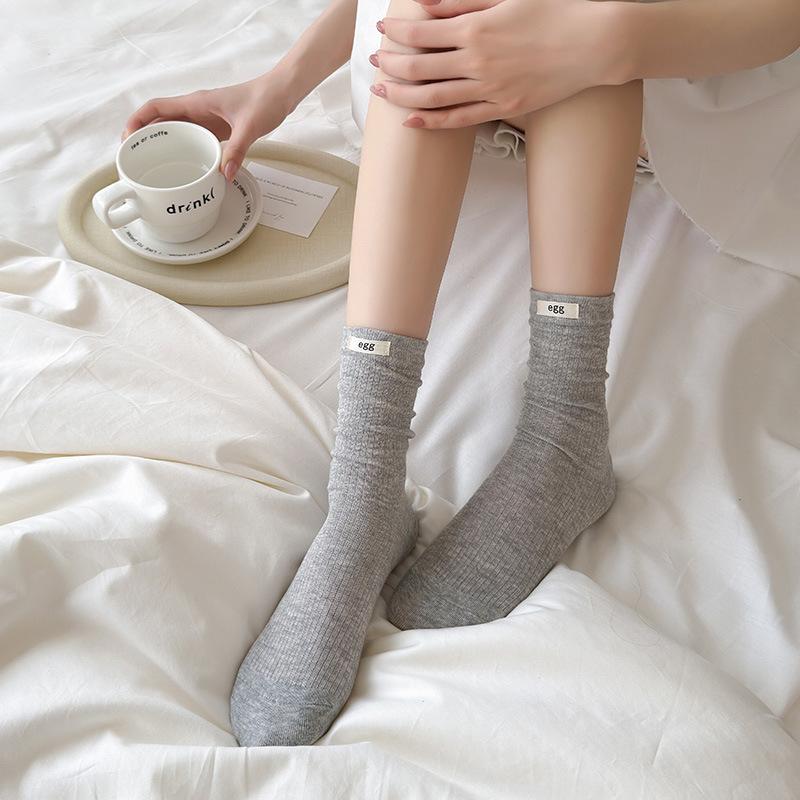 Branded Sock Children's Striped Mid-calf Socks, Pure Color, Versatile, Sweat-absorbent, Bone-free, Pile-style Socks