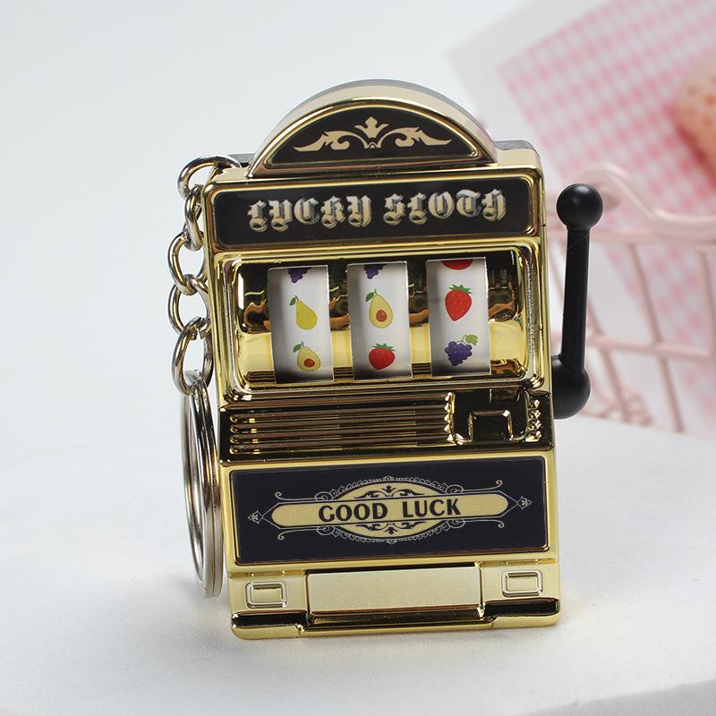 Fruit Slot Machine Keychain Dollhouse Lucky Charm Jackpot Keychains Mini Pendant Bag Charm Novelty Gifts for Adults Home Decor