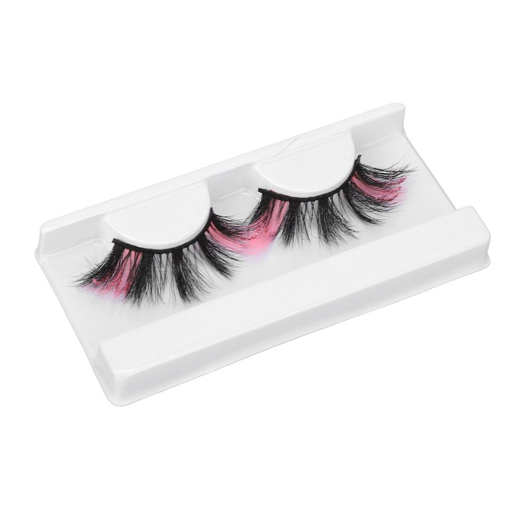 1 Pair 18mm Colored False Eyelashes Cosplay Costume Party Long Curly Pink Glitter Fake Eyelashes for Women G5X01‑2