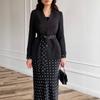 Cross-border European and American Women's Clothing  Amazon Sexy Lace-up Casual V-neck Jacket Fashion Polka Dot Skirt