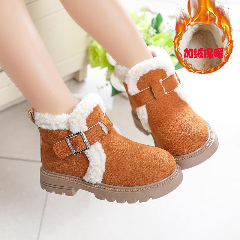 

Обувь для девочек из хлопка, осень и зима, новые короткие кашемировые сапоги, большие детские теплые детские высокие зимние сапоги для принцесс 34