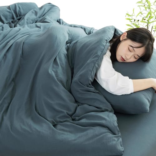 Fuwawa Single Duvet Cover [Washed, CICA Moisture-Reducing, Ultra-Soft To the Touch] Super Absorbent, Quick-Drying, 8-Snap Buttons, Double Zipper, [99.