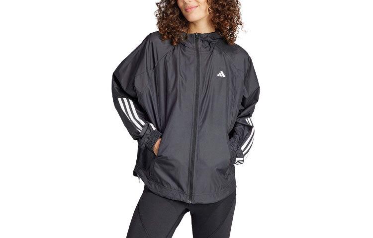 adidas Wind.Rdy Hyperglam Striped Logo Print Long Sleeve Hooded Jacket IS8036 XL