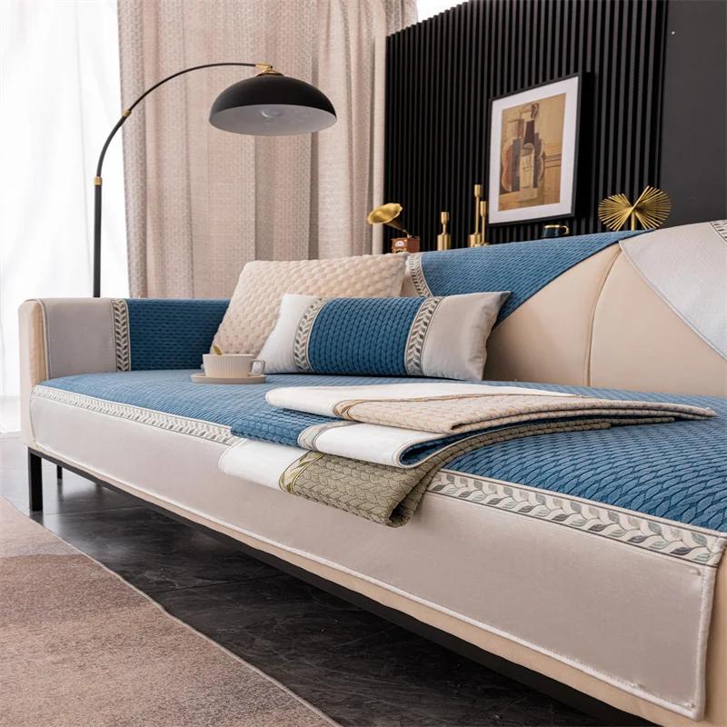 Neues Kaschmir-Sofakissen Winterverdicktes Plüschkissen Rutschfester Sofabezug Abdeckstoff