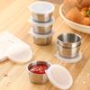 304 Stainless Steel 40ml Condiment Dish with Plastic Lid, Leak-proof Sauce Cup, Simple Ins Style Dipping Dish