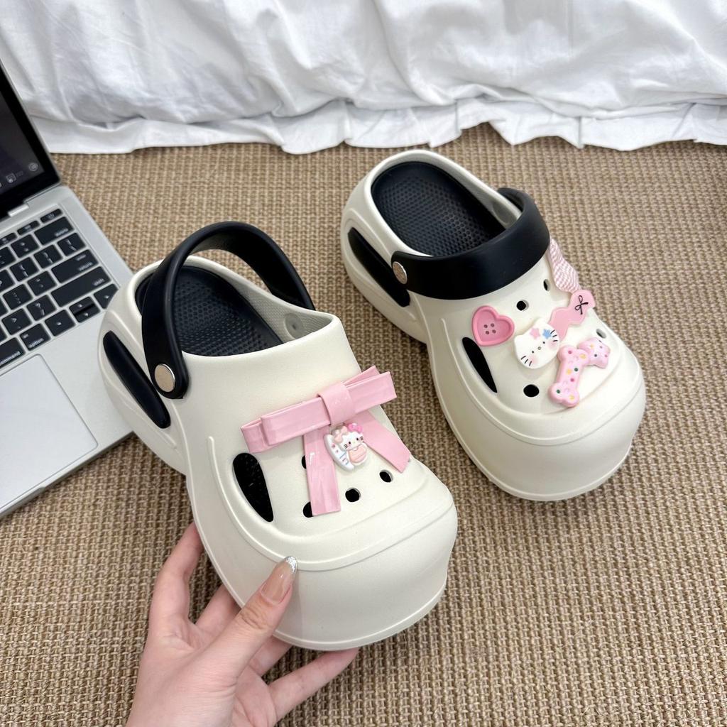 Wear seaside casual bag head cool slippers women's non-slip beach heightening thick-soled hole shoes 2025 summer and autumn new models