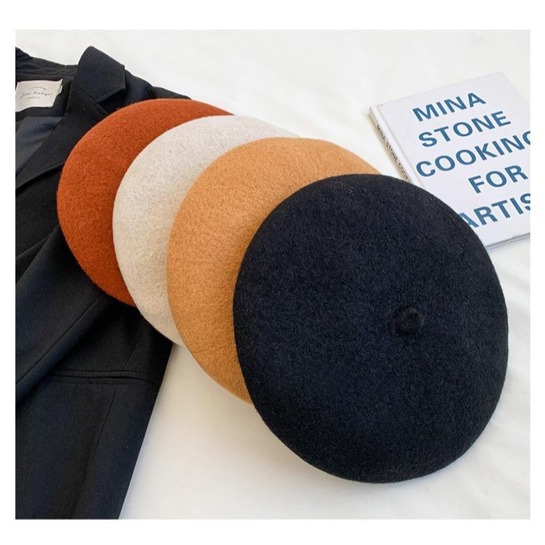 Beret Wool Knit Autumn Winter Vintage Womens Casual Outing Warm Comfortable