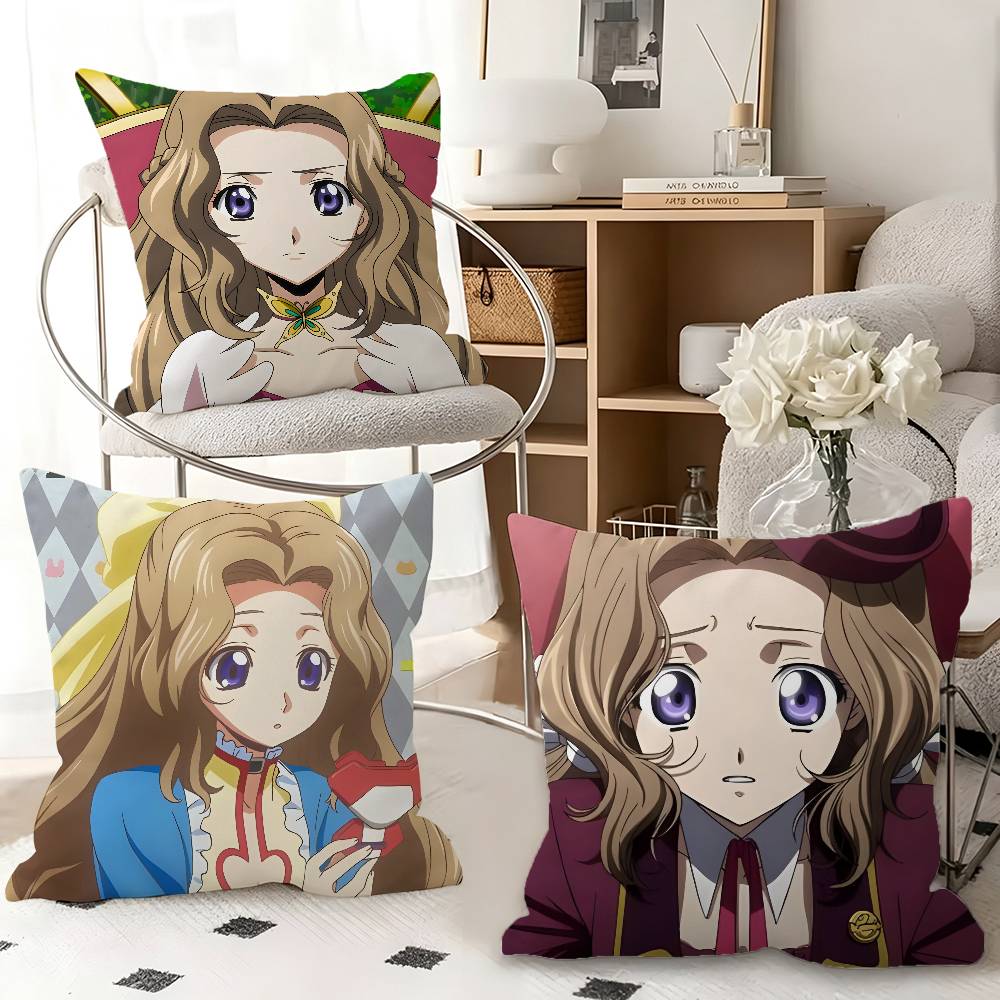 1pc Nunnally Lamperouge Anime Characters Pillow Case Fashion Square Pillowcase Bedroom Sofa Room Ins Decoration Leisure