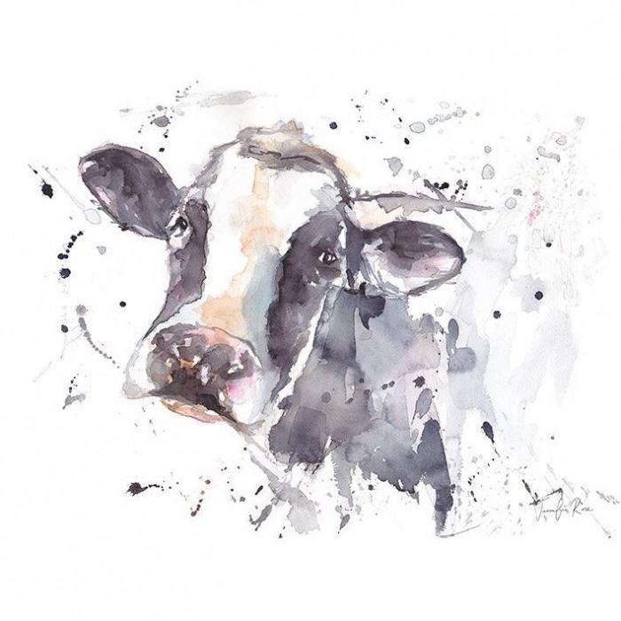 Impressão em tela emoldurada de vaca Jennifer Rose Moo 30cm x preto/branco