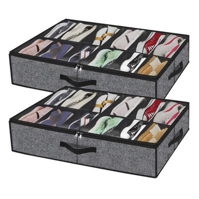 Shoes Storage Bag Collapsible Shoe Boot Container with Handles Large Capacity Multiple Compartments Foldable Design Shoes Organizer