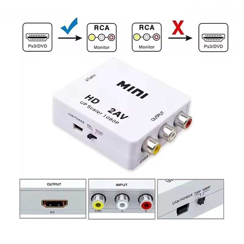 hdmi to AV converter AV to hdmi-compatible Adapter switcher HD 1080P Converter  Support NTSC PAL Output For PC HDTV Projector