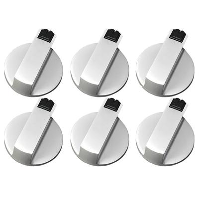 Botões do fogão dos fogões, botão 6 pces do forno, liga de zinco 6mm botões de controle universais do fogão a gás de prata adaptadores interruptor giratório do forno que cozinha