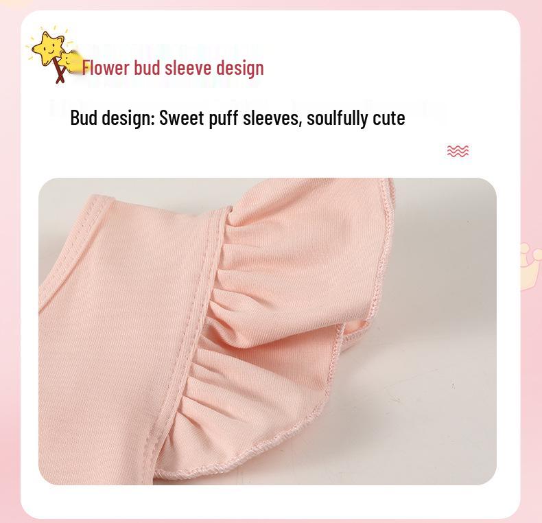 Girl's Short Sleeve Ballet Dance Skirt - Summer One-Piece Training Outfit