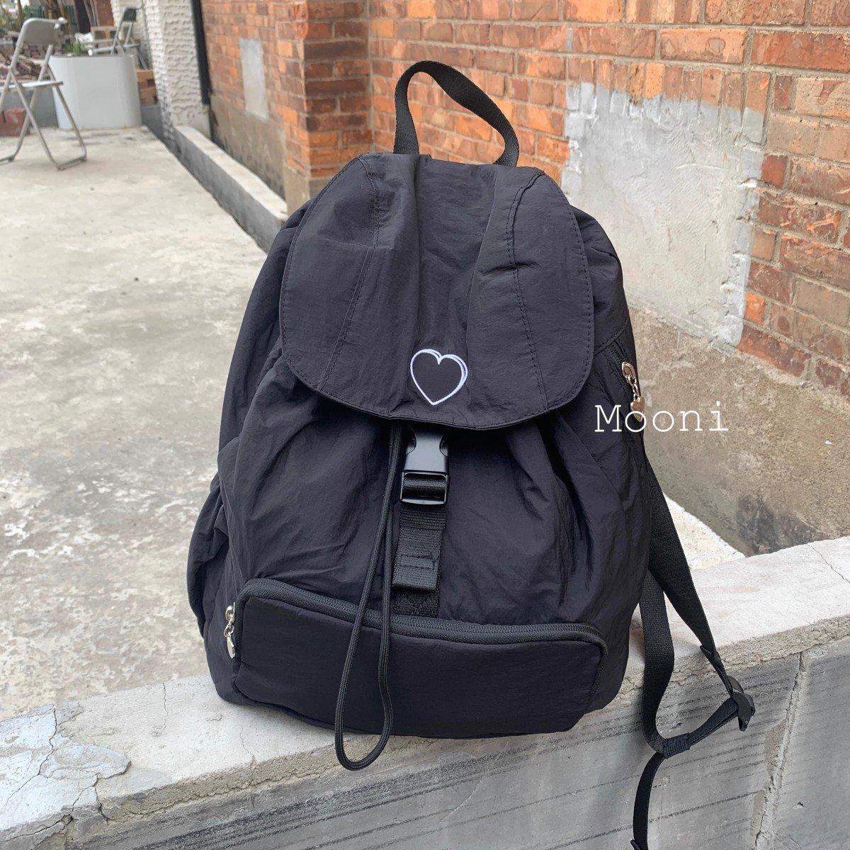 New Love Instagram Style Niche Korean Casual Lightweight Daily Large Capacity Nylon Backpack Travel Backpack чёрный