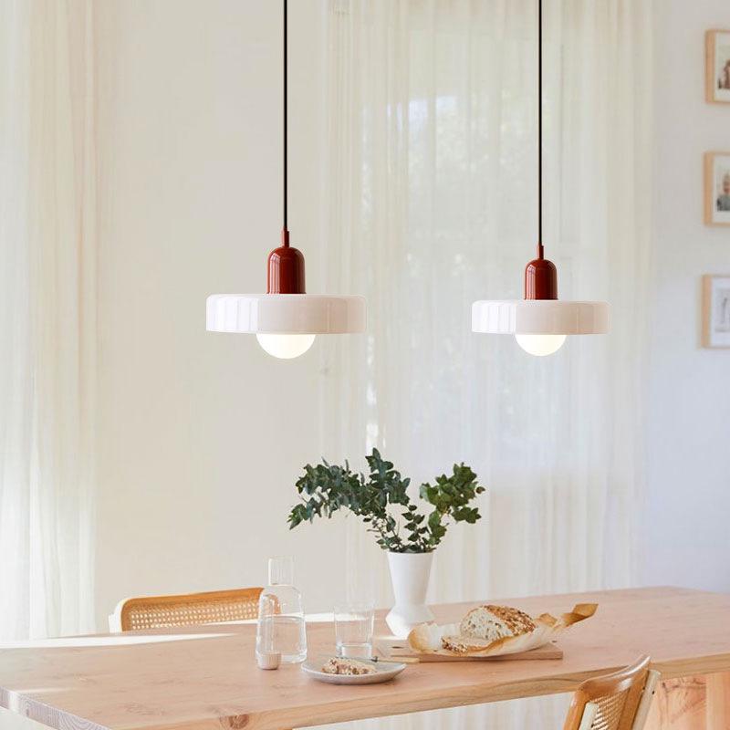 Danish Mid-Century Cream Green Retro Glass Chandelier for Restaurants & Bars