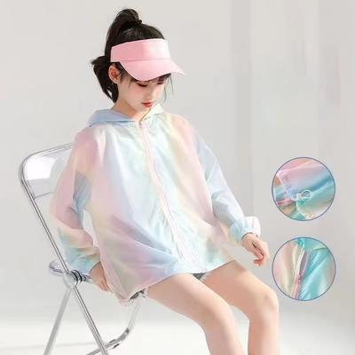 Girls Summer Sun Protection Coat Rainbow Thin Style Princess Jacket Outdoor Activity Children Clothing