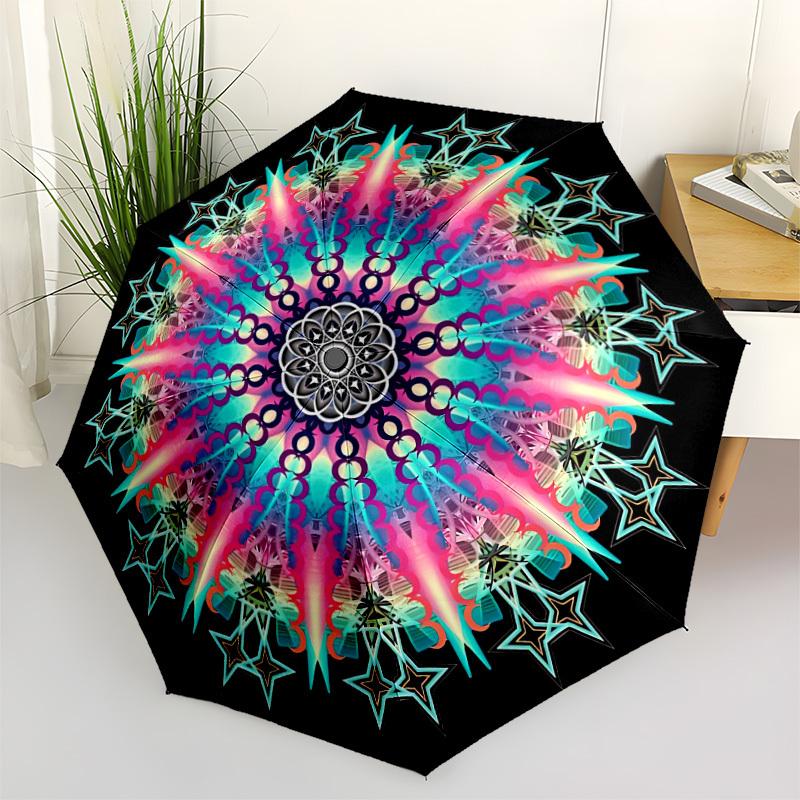 

1pc Mandala, Kaleidoscope Automatic Umbrella | Portable Foldable 8-Rib Manual Open, Cute Birthday & Holiday Gift for Outdoor yy260107125