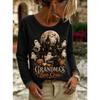 Tops for Women Halloween Print Round Neck Long Sleeve T-shirt Fall Casual Slim Pullover Women's Long Sleeve Top