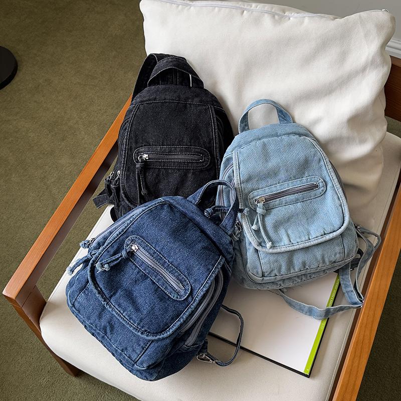 Dżinsowy Plecak Damski Duża Pojemność Retro Torba na Ramię Crossbody Wielofunkcyjna Torba na Pierś