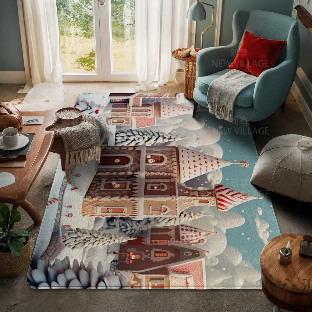 House Entrance Carpet Home Door Mat Living Room Bath Foot Bathroom Non-slip Water Absorption Rugs Bath Merry Christmas Winter