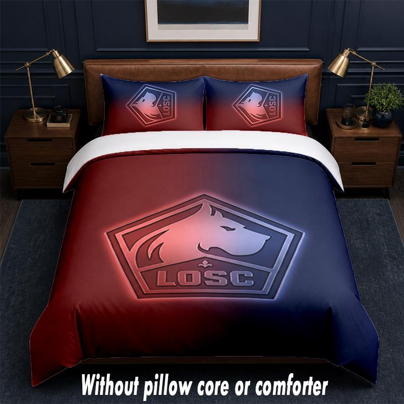 LOSC Lille FC Design Bed Bedding Set 1 Duvet Cover + 2 Pillowcases Soft Breathable Household Bed Linens
