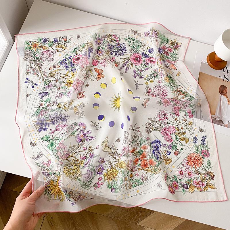 New light luxury silk silk scarf fashionable versatile mulberry silk square scarf exquisite handmade curled mulberry silk silk scarf shawl 67cm