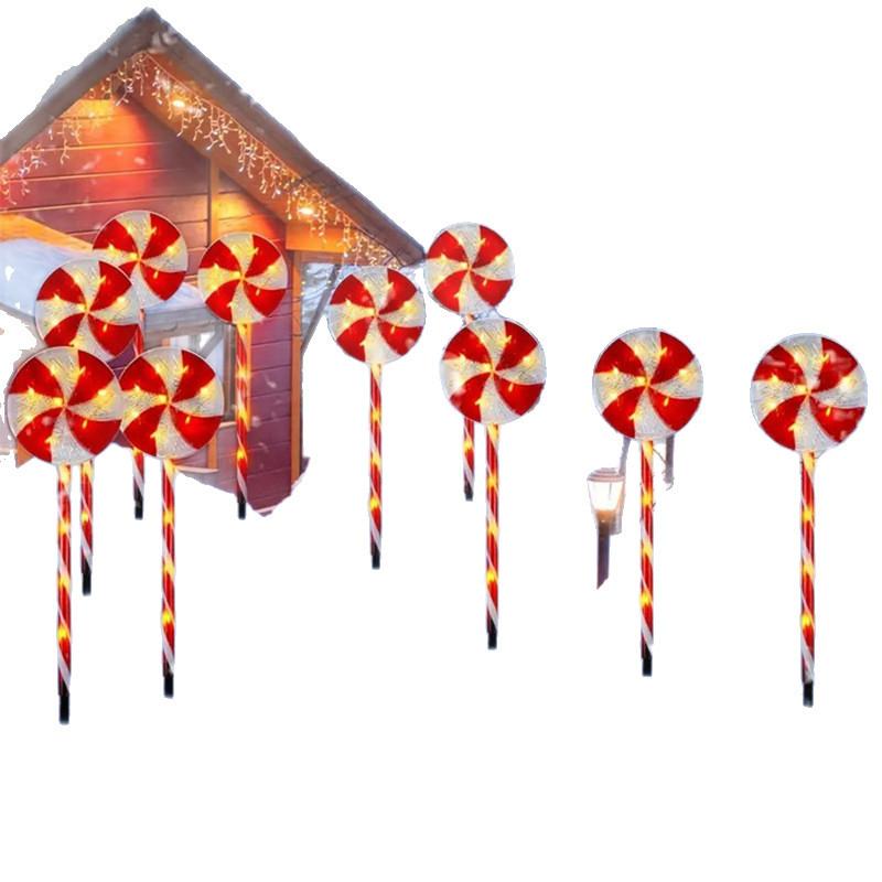 LED Solar Candy Ground-Inserted Lights Outdoor Outdoor Waterproof Christmas Lollipop Lights for Garden Courtyard & Lawn Decoration