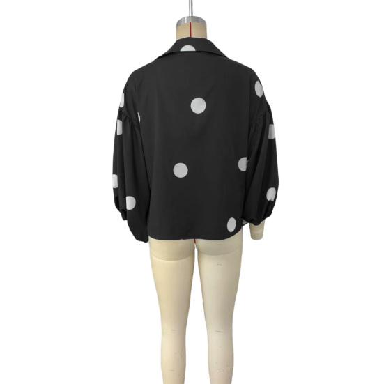 Women Shirt Lapel Half Open Collar Puff Long Sleeve Shirt Tops A-Line Tunic Soft Chiffon Casual Blouse Daily Wear