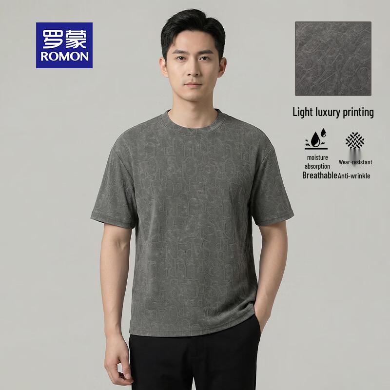 

ROMON Men s Summer Ice Silk Graphic T-Shirt M