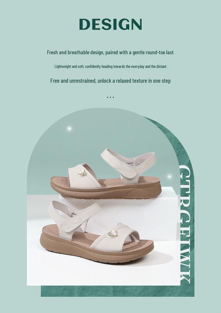 Red Dragonfly Women's Genuine Leather Strap Sandals - 2026 Summer Collection