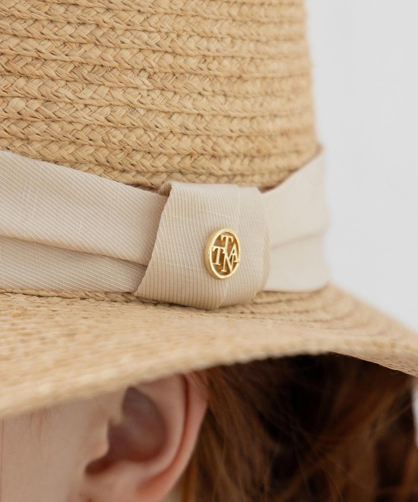 Tatiana Elvia Ribbon Band Natural Raffia Boater Hat Ht8194 Ivory