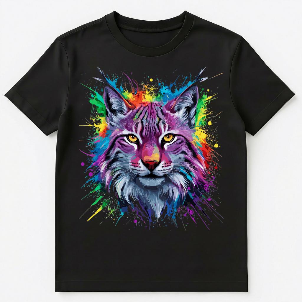 Colorful Paint Splash Lynx Art Graphic Unisex T-Shirt