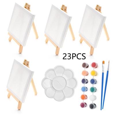 23-teiliges Mini-Staffelei- und Leinwand-Set für Kinder: Anfänger Acryl- & Ölmalerei auf Holz-Tischstativ