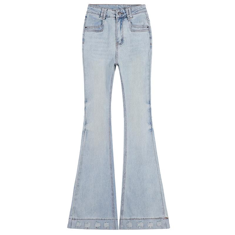 High Jeans Elastic Womens Spring Bellbottom Pants Womens Spring And Autumn Slim Horseshoe Pants Womens Spring