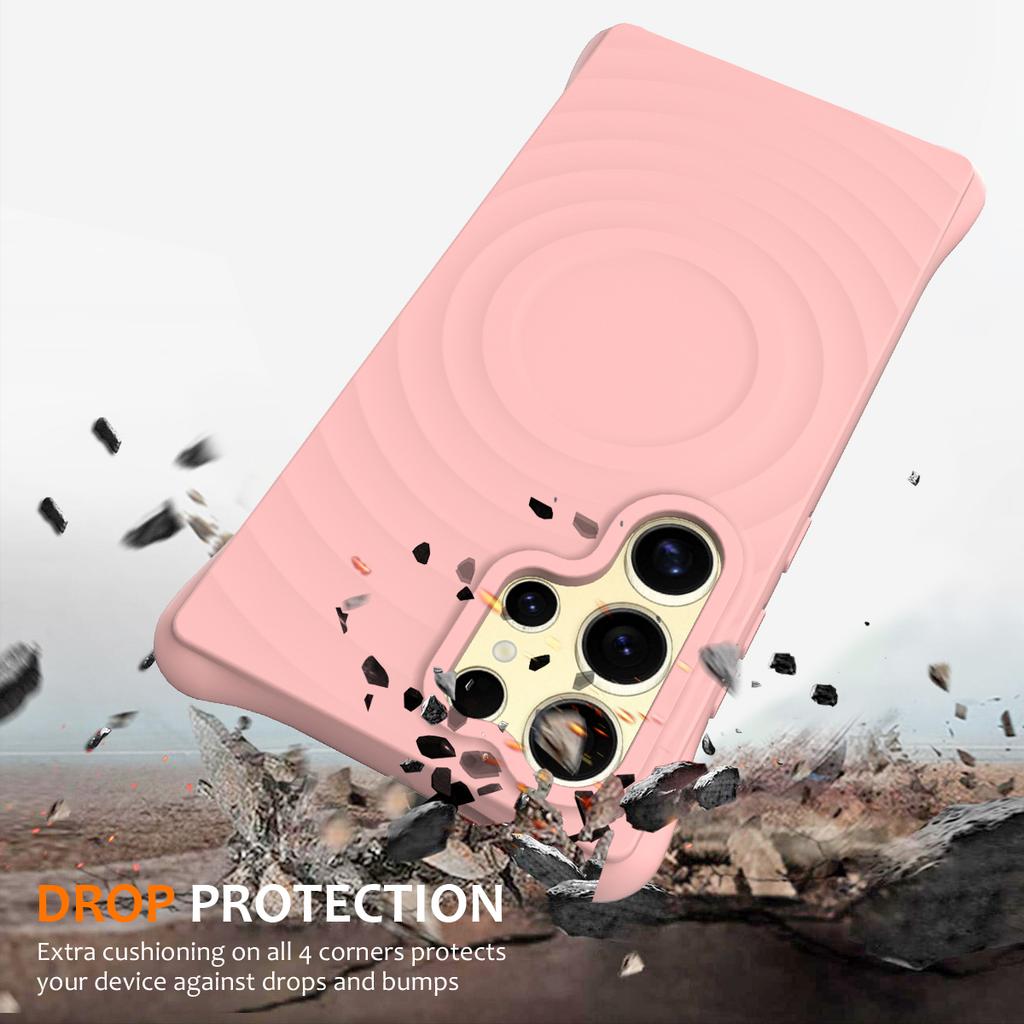 For Samsung Galaxy S24 Ultra Magnetic Case Ripple Texture Anti-drop Liquid Silicone Phone Cover
