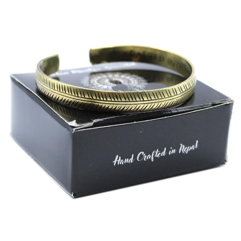 Brass Bracelet, Tibetan Tribal Leaf Slim