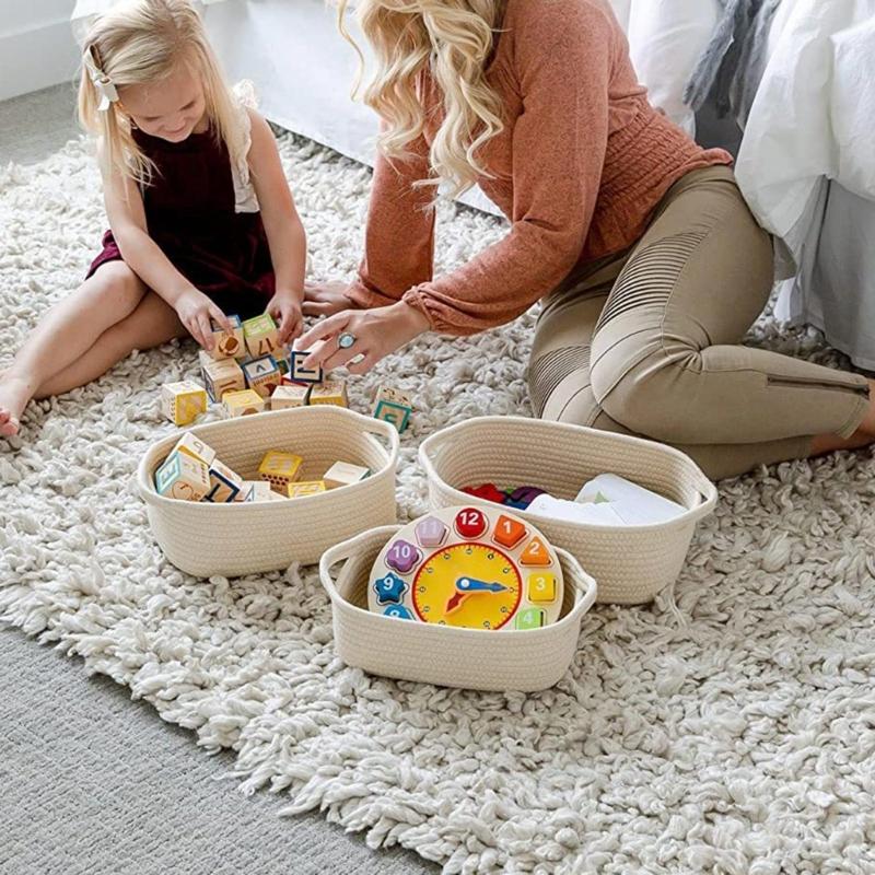 Sturdy Cotton Rope Storage Baskets Set of 5 Accessory for Organizing Clothes Toy And Enhancing Home Decoration