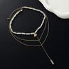 Layered Chain Necklace, Y Chain Long Necklace, Beaded Choker with Pendant, Elegant 3-Layer Necklace for Women Date Party Office Jewelry