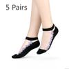 5 Pairs of Women's Summer Embroidered Non Slip Cotton Bottom Glass Silk Socks