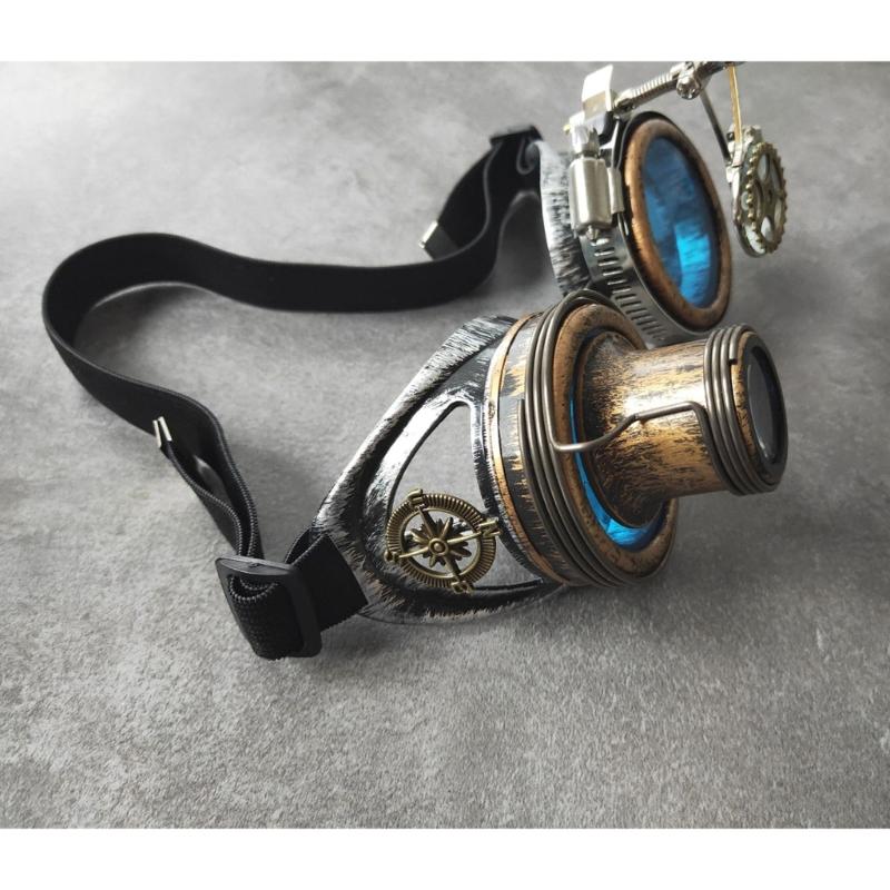 Goth Steampunk Goggles Welding Vintage Cosplay Glasses Halloween Eyewears Accessory for Women Men Cosplay Party