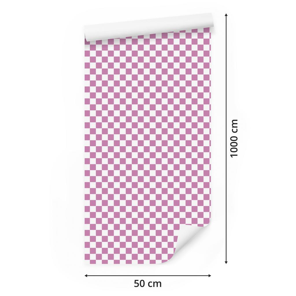 Checkerboard Wallpaper Powder Pink, Powder Pink Center 50x1000